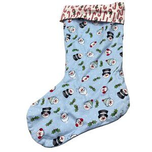 handmade Christmas stocking snowman holly candy canes design red blue 15" READ